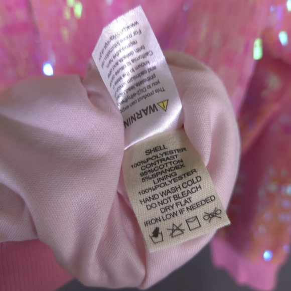 Fantastic Fawn The It Girl Iridescent Sequin Bomber Jacket Size Large Barbiecore - Picture 7 of 7